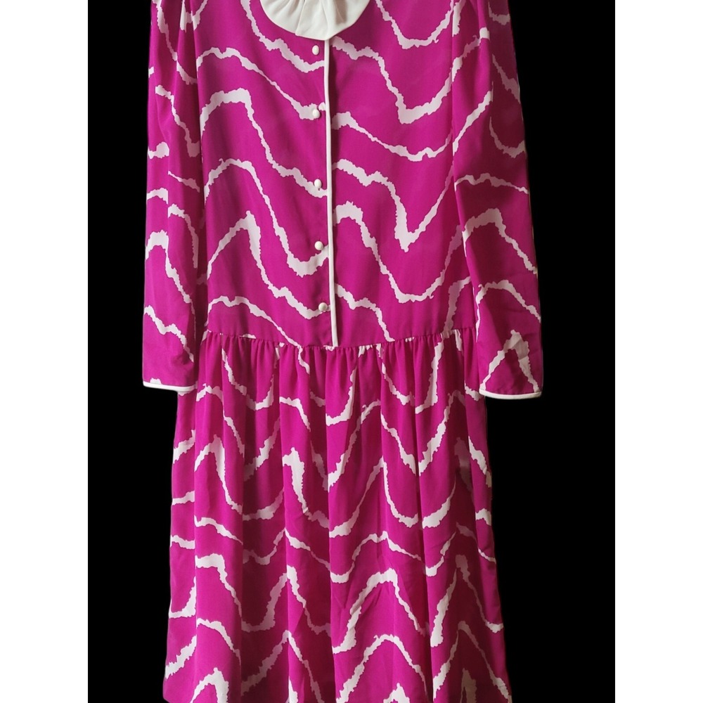 Vintage 90's hot pink Albert Nipon silky "Executive" dress size 4 - Picture 3 of 5
